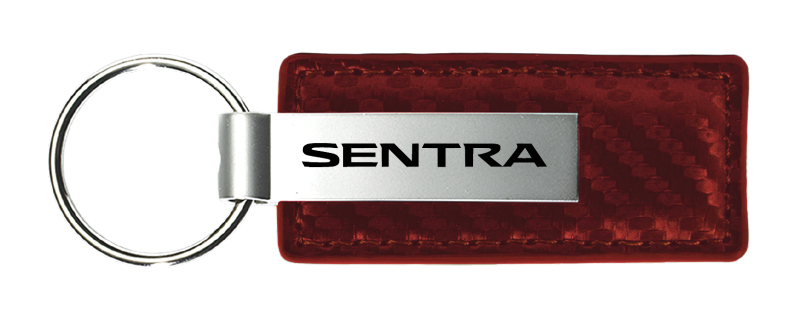 Sentra Carbon Fiber Leather Key Fob - Burgundy