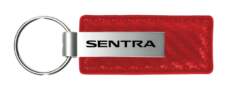 Sentra Carbon Fiber Leather Key Fob - Red