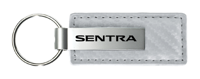 Sentra Carbon Fiber Leather Key Fob - White