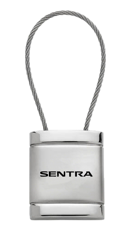 Sentra Satin-Chrome Cable Key Fob - Silver