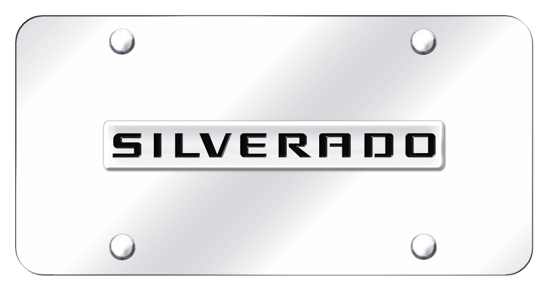 Silverado Name License Plate - Chrome on Mirrored