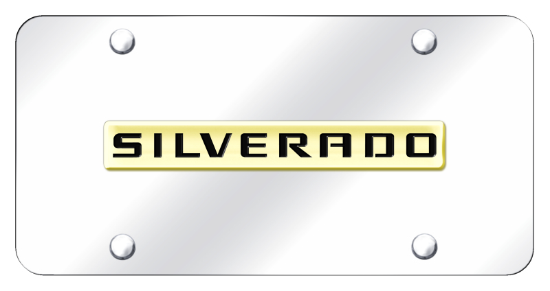 Silverado Name License Plate - Gold on Mirrored