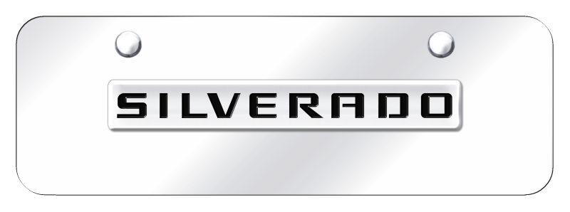 Silverado Name Mini Plate - Chrome on Mirrored