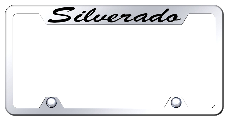 Silverado Script Steel Truck Cut-Out Frame - Etched Mirrored