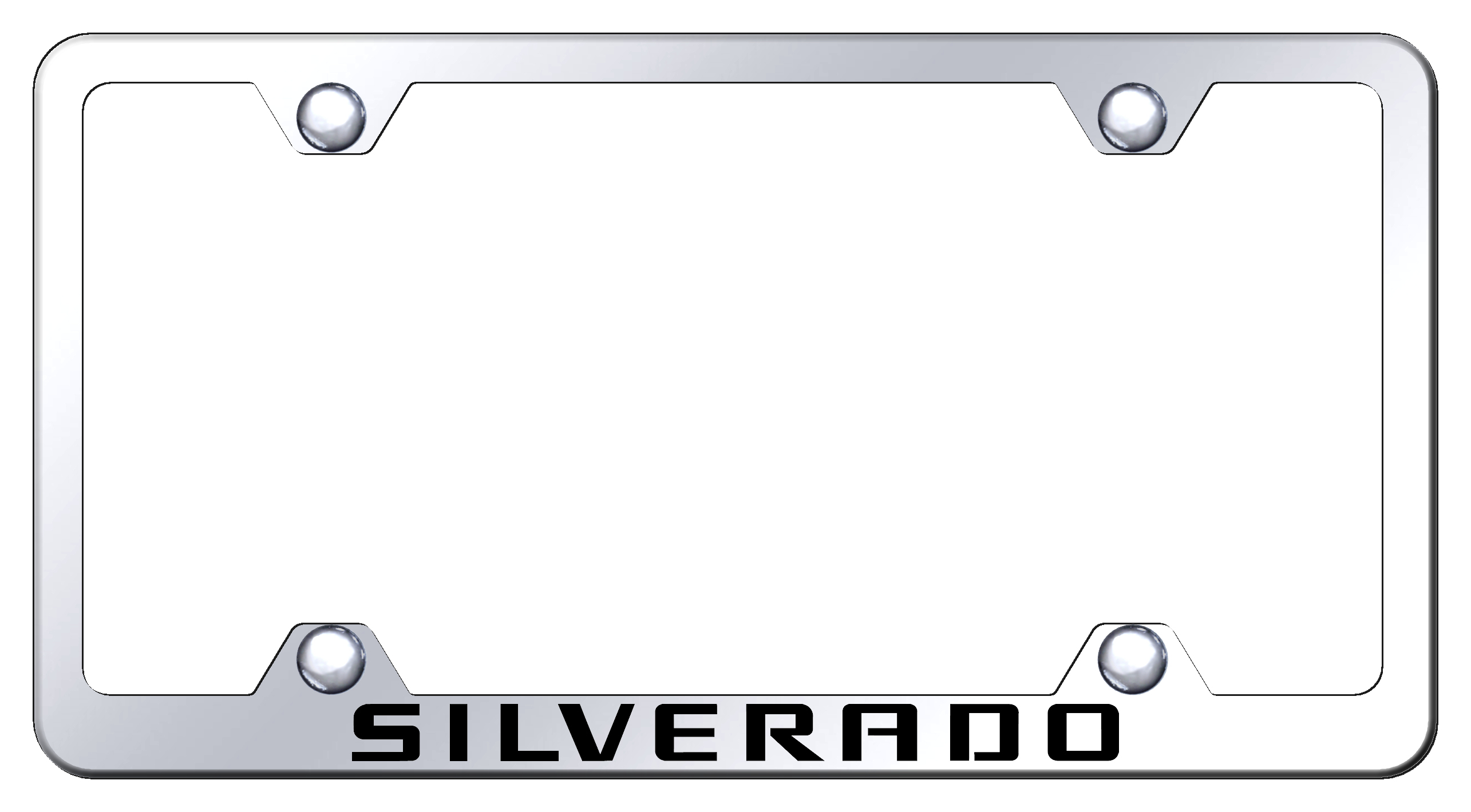 Chevy Silverado Laser Etched Stainless Steel Wide License Plate Frame - Finish:Mirror