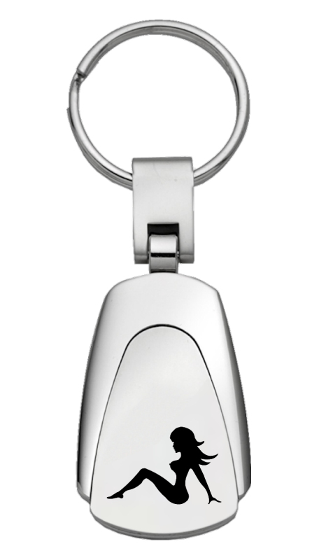 Sitting Lady Teardrop Key Fob - Silver
