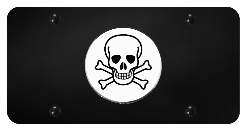 Skull License Plate - Chrome on Black