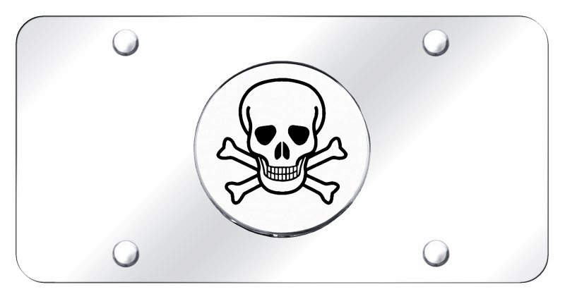 Skull License Plate - Chrome on Mirrored