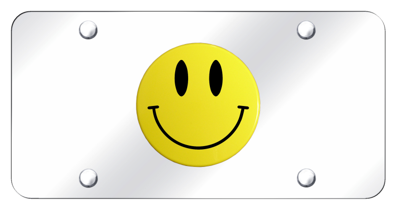 Smile Face License Plate - Yellow on Mirrored