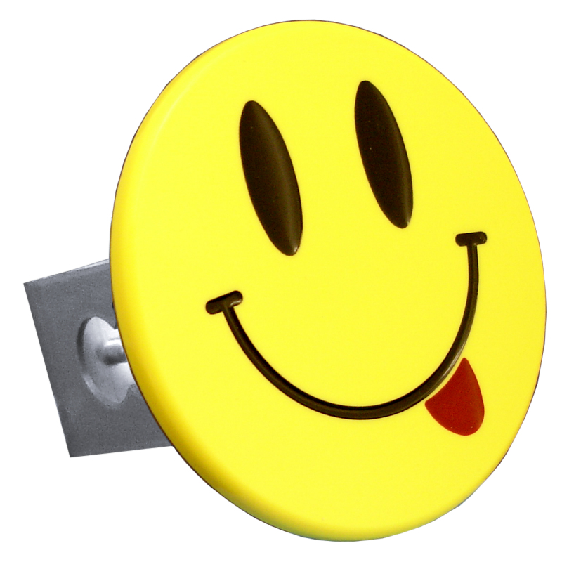 Smile Face with Tongue Class II Trailer Hitch Plug - Yellow