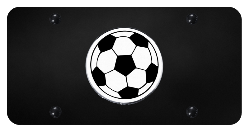 Soccer Ball License Plate - Chrome on Black