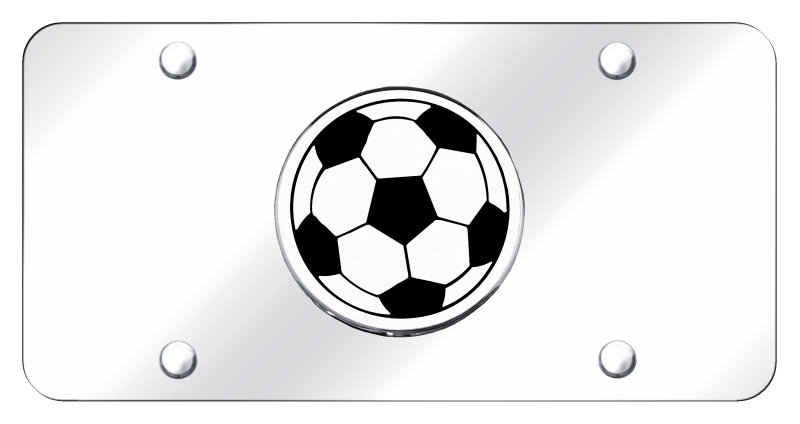 Soccer Ball License Plate - Chrome on Mirrored