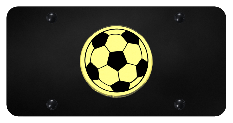 Soccer Ball License Plate - Gold on Black