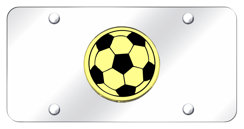 Soccer Ball License Plate - Gold on Mirrored