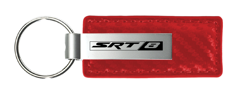 SRT-8 Carbon Fiber Leather Key Fob - Red