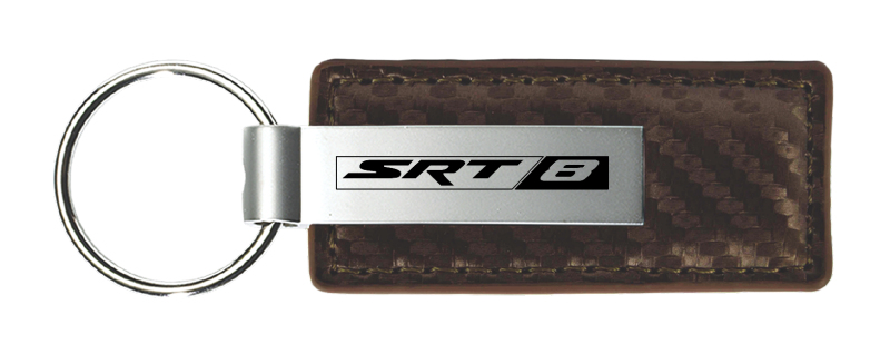 SRT-8 Carbon Fiber Leather Key Fob - Taupe