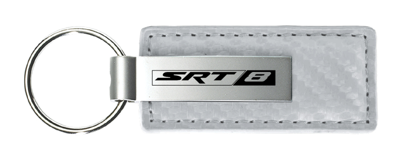 SRT-8 Carbon Fiber Leather Key Fob - White