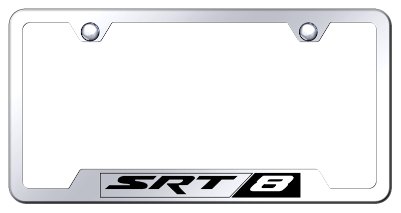 Dodge SRT8  Laser Etched Stainless Steel Cut-Out License Plate Frame - Finish:Mirrored