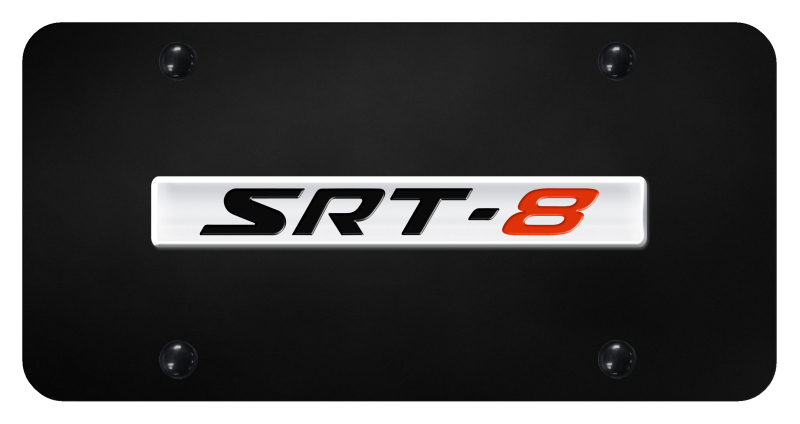 SRT-8 Name License Plate - Chrome on Black