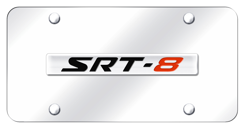 SRT-8 Name License Plate - Chrome on Mirrored