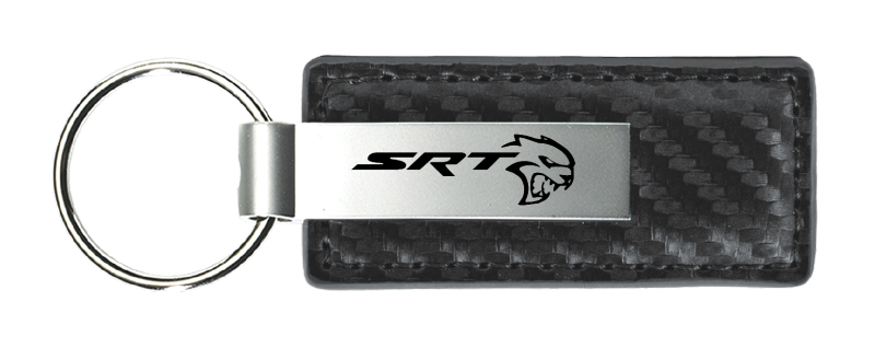 SRT Hellcat Carbon Fiber Leather Key Fob - Gun Metal