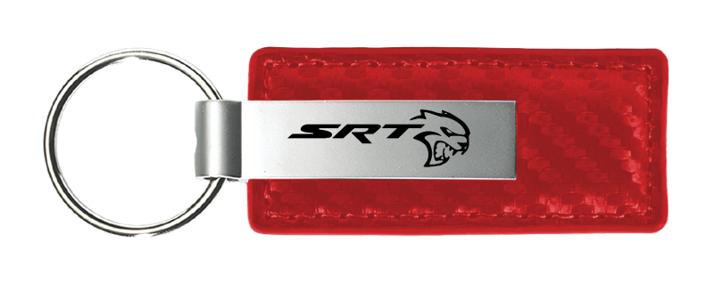 SRT Hellcat Carbon Fiber Leather Key Fob - Red