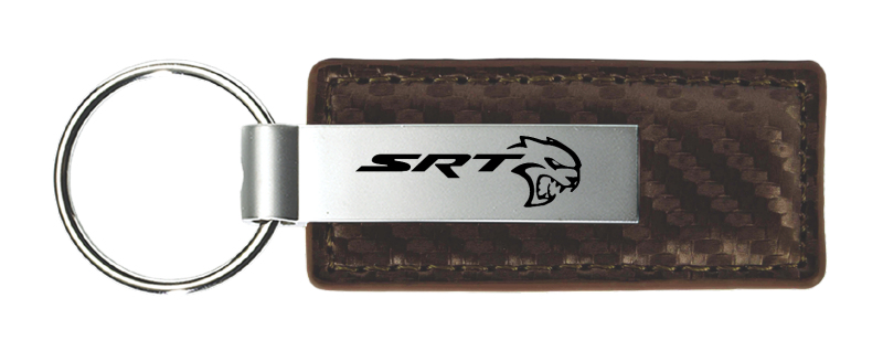 SRT Hellcat Carbon Fiber Leather Key Fob - Taupe