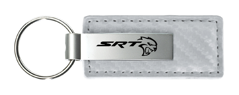 SRT Hellcat Carbon Fiber Leather Key Fob - White