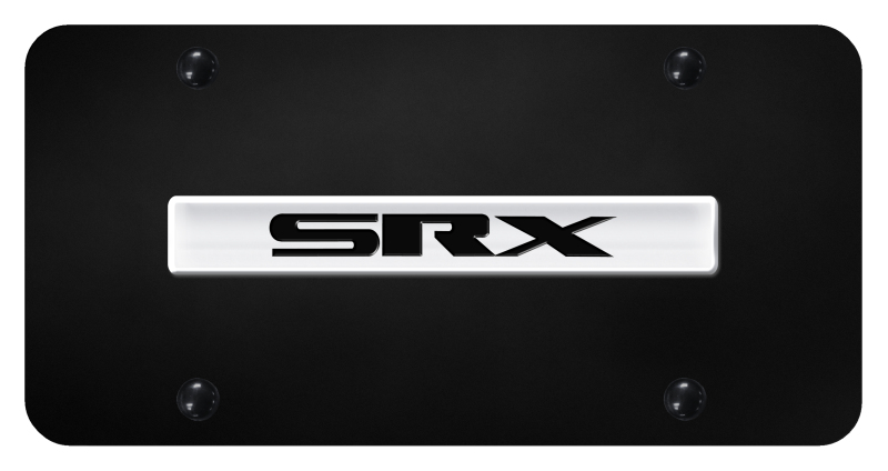 SRX Name License Plate - Chrome on Black