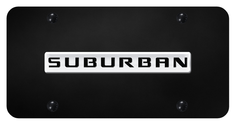 Suburban Name License Plate - Chrome on Black