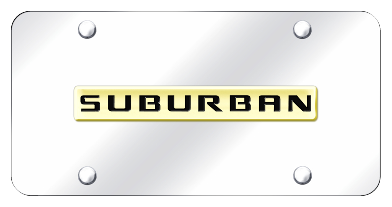 Suburban Name License Plate - Gold on Mirrored