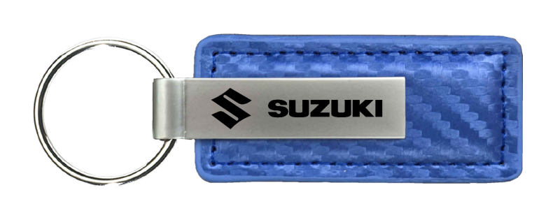 Suzuki Carbon Fiber Leather Key Fob - Blue