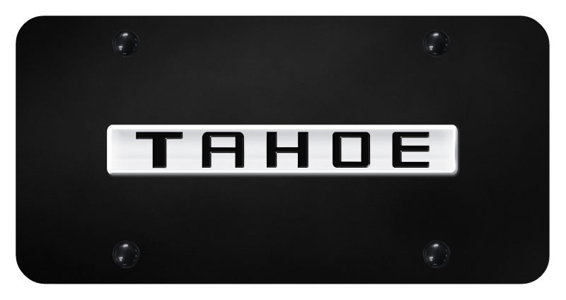 Tahoe Name License Plate - Chrome on Black