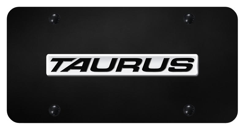 Taurus Name License Plate - Chrome on Black