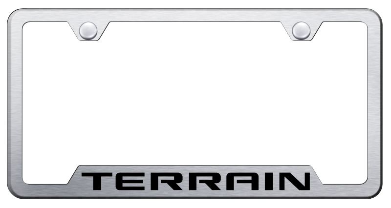 GMC Terrain Laser Etched Stainless Steel Cut-Out License Plate Frame - Finish:Brushed