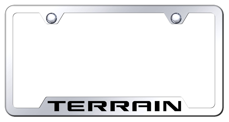 GMC Terrain Laser Etched Stainless Steel Cut-Out License Plate Frame - Finish:Mirrored