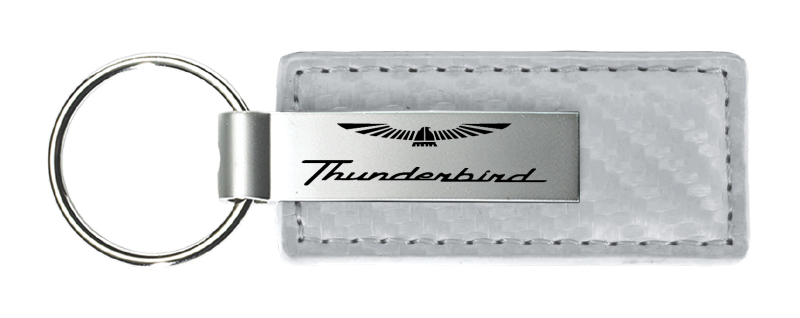 Thunderbird Carbon Fiber Leather Key Fob - White