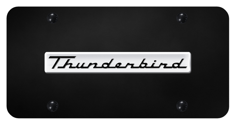 Thunderbird Name License Plate - Chrome on Black