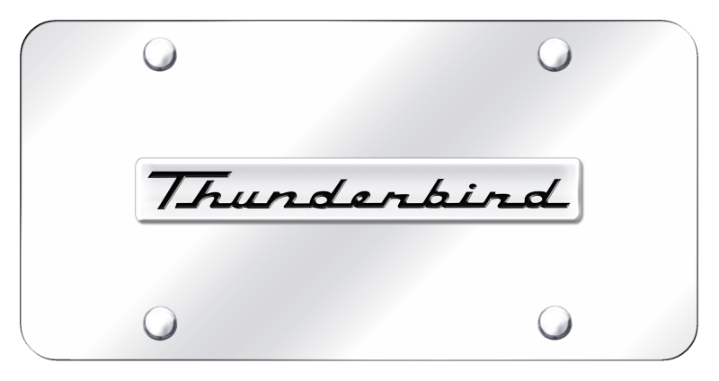 Thunderbird Name License Plate - Chrome on Mirrored
