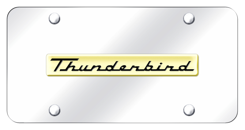 Thunderbird Name License Plate - Gold on Mirrored