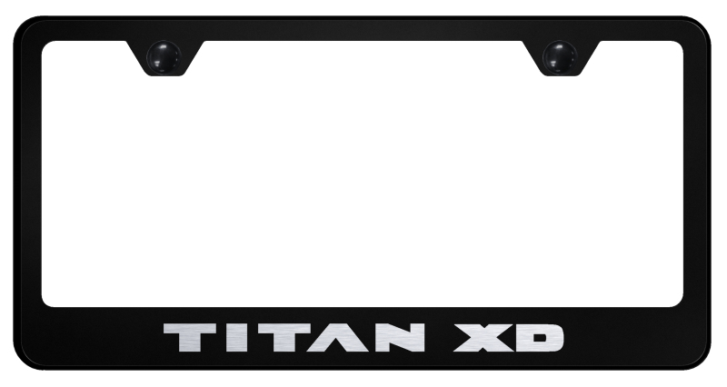 Nissan Titan XD Laser Etched Stainless Steel License Plate Frame - Finish:Black
