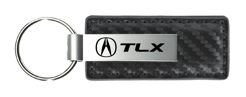 TLX Carbon Fiber Leather Key Fob - Gun Metal