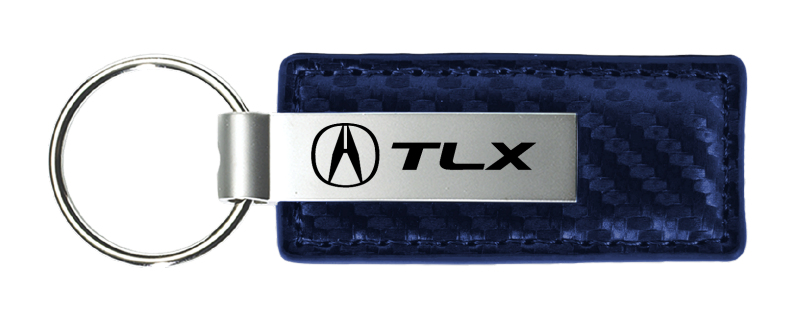 TLX Carbon Fiber Leather Key Fob - Navy
