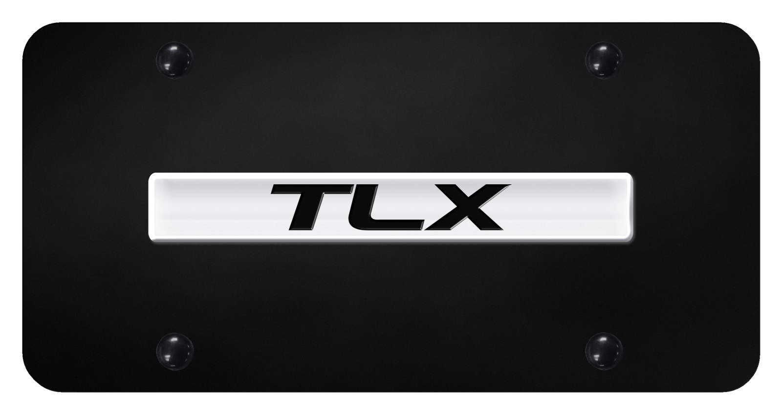 TLX Name License Plate - Chrome on Black