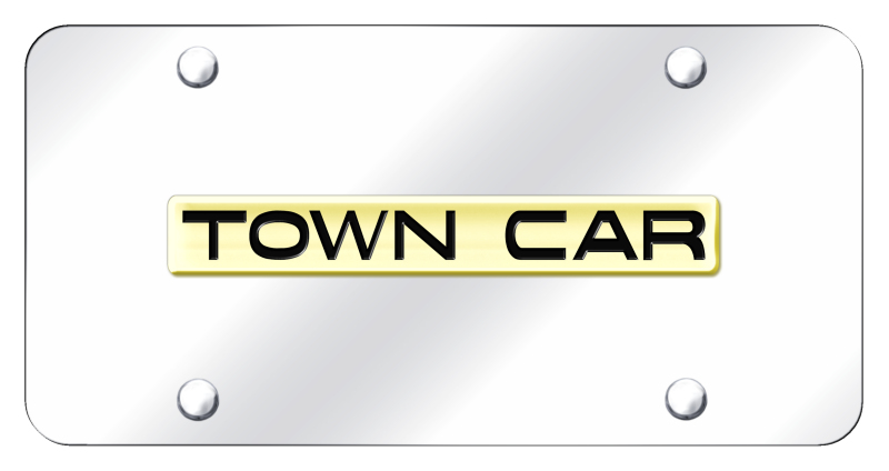 Town Car Name License Plate - Gold on Mirrored