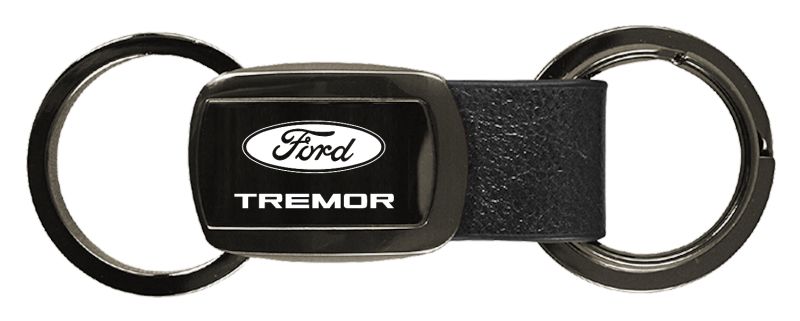 Tremor Leather Tri-Ring Key Fob - Gun Metal