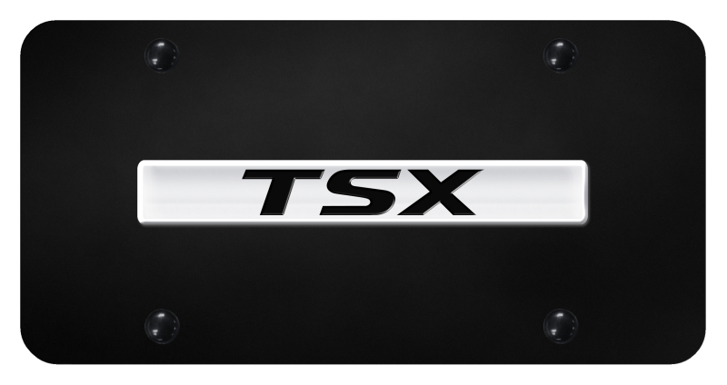 TSX Name License Plate - Chrome on Black