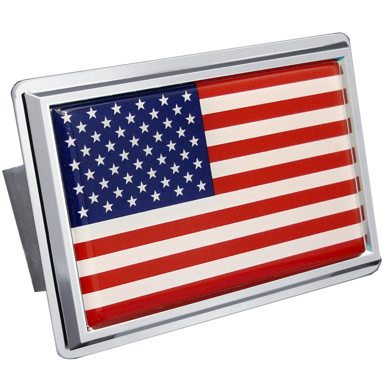 USA Flag Class II Trailer Hitch Plug - Mirrored