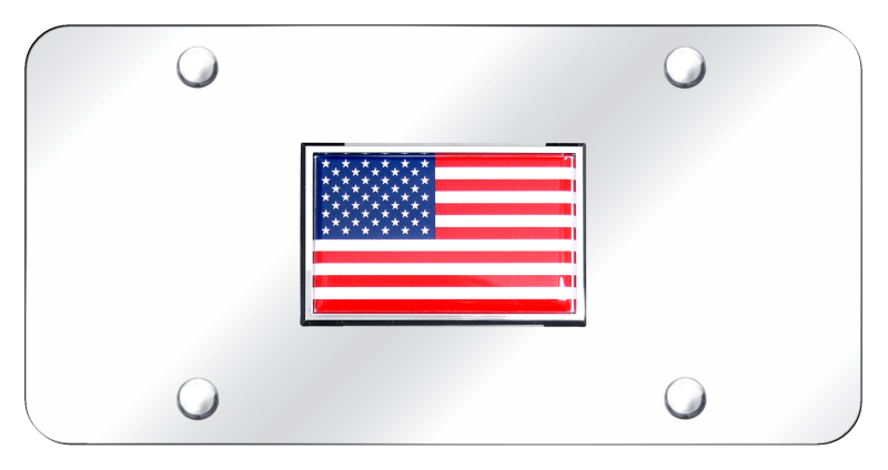 USA Flag License Plate - Chrome on Mirrored