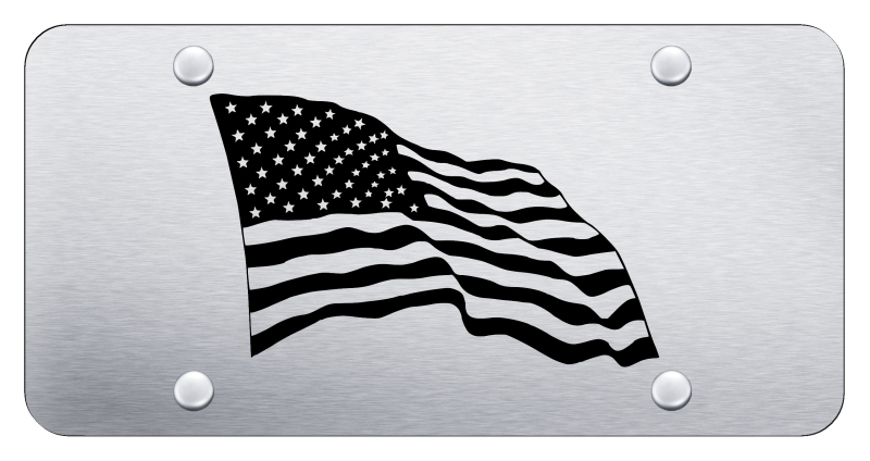 USA Flag License Plate - Laser Etched Brushed